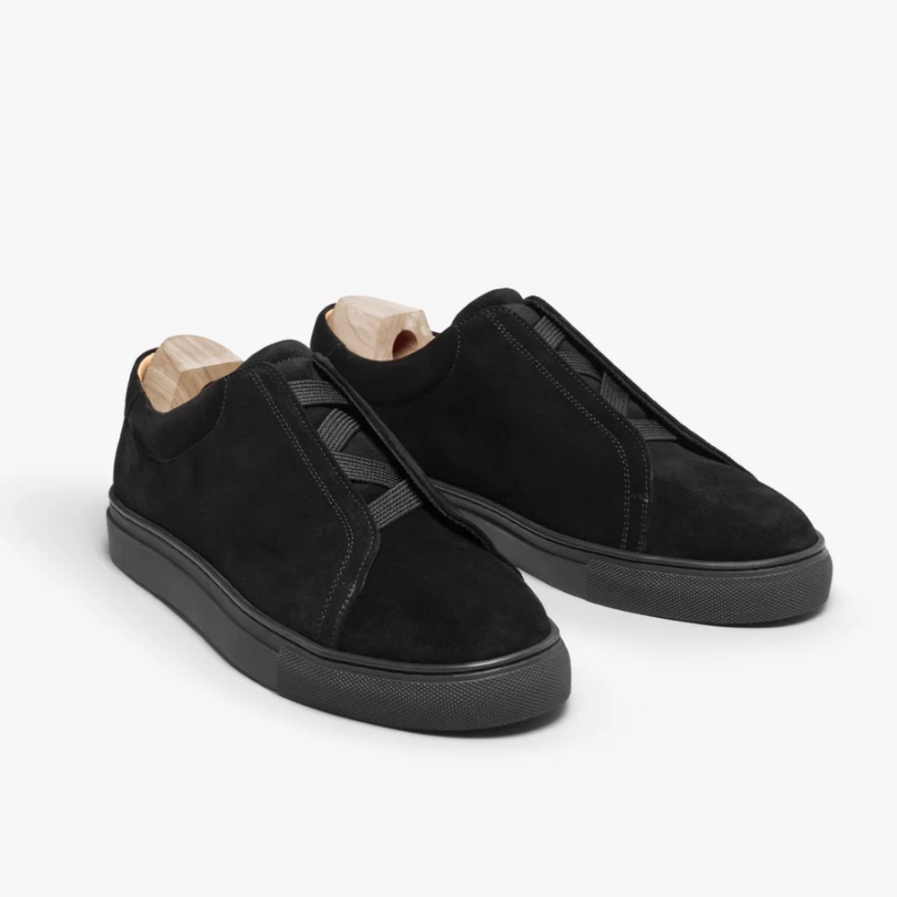 Men's Black Suede Slip-On Sneakers